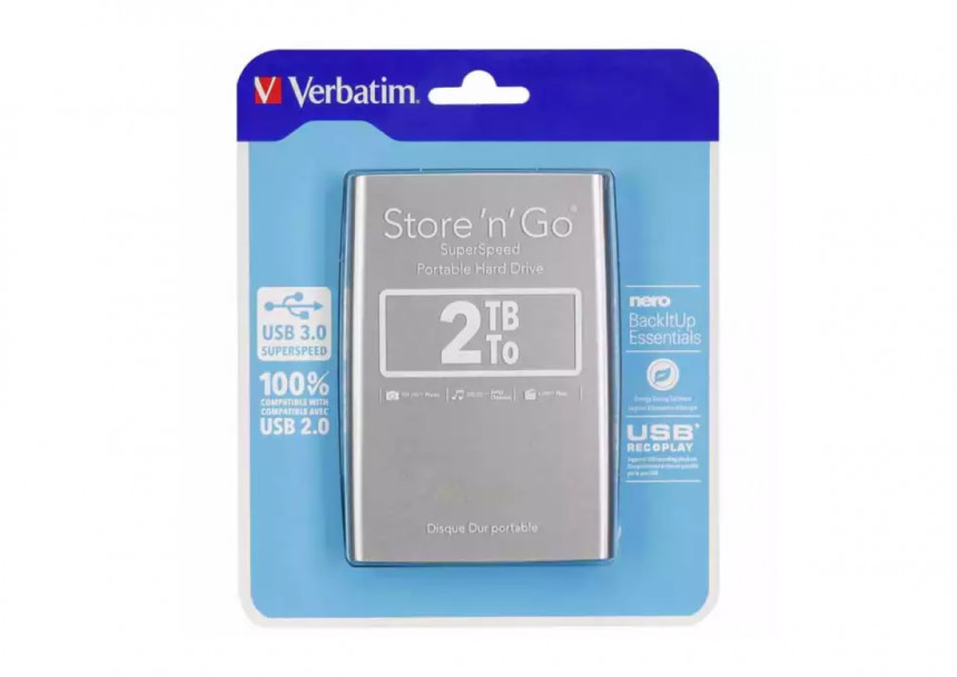 Eksterni hard disk 2TB Verbatim 53189 Silver