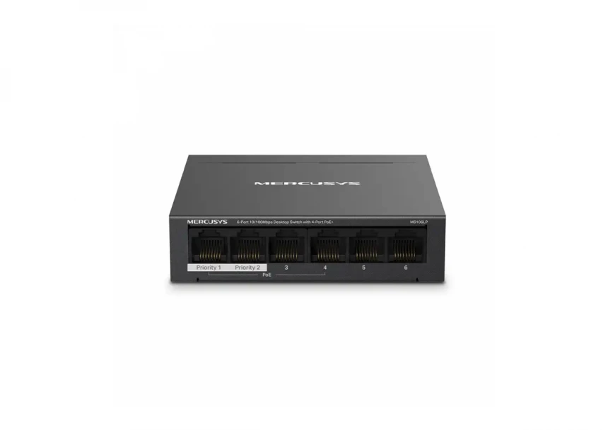 Svič 10/100 6-port Mercusys MS106LP/4-Port PoE+