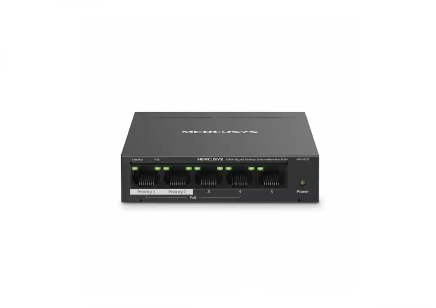 Svič 10/100/1000 5-port Mercusys MS105GP/4-Port PoE+