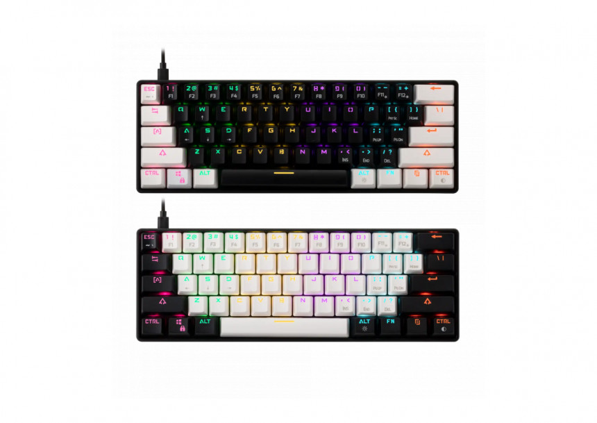 Tastatura Gamdias Aura GK2 Mehanička 60% RGB crno/bela