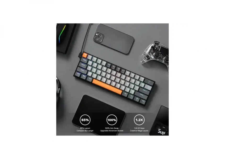 Tastatura Redragon Caraxes Wired USB-C,RGB, mehanička, crveni svičevi