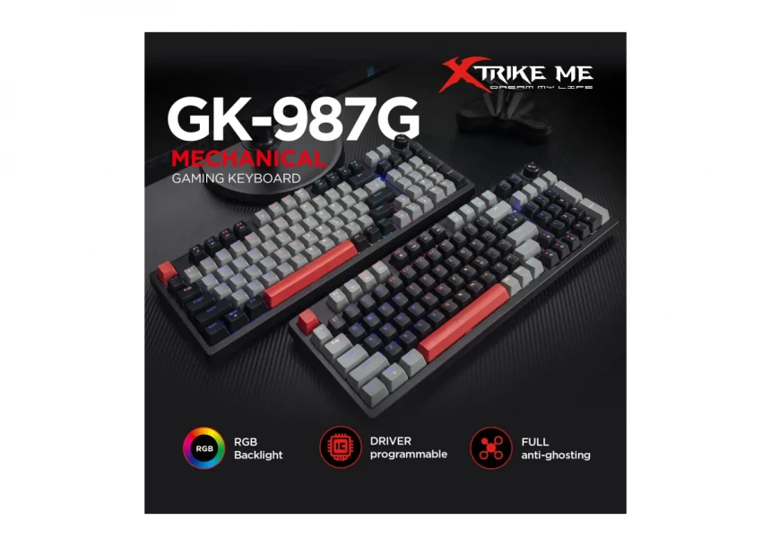 Tastatura Xtrike GK987G RGB osvetljenje, plavi svčevi, USB, mehanička