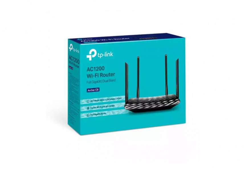 Wireless Router TP-Link Archer C6 AC1200/Mesh/ext x 4/2.4-5Ghz/1WAN/4LAN