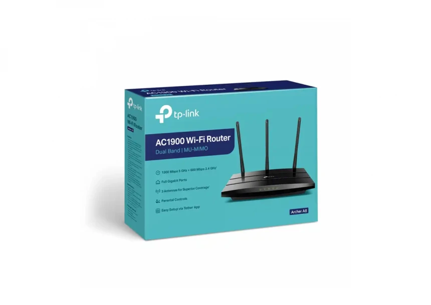 Wireless Router TP-Link Archer A8 MU-MIMO Wi-Fi 5 AC1900/3x ext antena/1WAN/4LAN